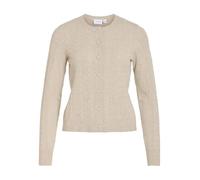 Strickjacke VILA "VIKERRY CABLE L/S KNIT CARDIGAN-NOOS", Damen, Gr. XS, natural melange, Strick, Obermaterial: 53% Polyester, 30% Viskose, 17% Polyamid, unifarben, normal normal, Rundhals, gerader Abs