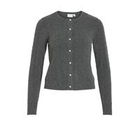 Strickjacke VILA "VIKERRY CABLE L/S KNIT CARDIGAN-NOOS", Damen, Gr. L, dunkelgrau melange, Strick, Obermaterial: 53% Polyester, 30% Viskose, 17% Polyamid, unifarben, normal normal, Rundhals, gerader A