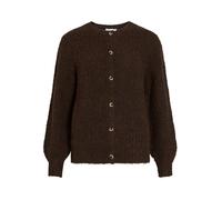 Strickjacke VILA "VILAMPE O-NECK L/S KNIT CARDIGAN-NOOS", Damen, Gr. S, coffee bean, Obermaterial: 70% Polyester, 21% Nylon, 8% Wolle, 1% Elasthan, unifarben, regular fit normal, Rundhals, Strickjacke
