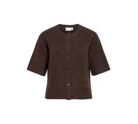 Strickjacke VILA "VILIGA 2/4 O-NECK KNIT CARDIGAN - NOOS", Damen, Gr. S, coffee bean detail:melange, Obermaterial: 97% Polyester, 3% Elasthan, meliert, regular fit normal, Rundhals, Strickjacken Stric