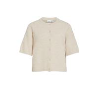 Strickjacke VILA "VILIGA 2/4 O-NECK KNIT CARDIGAN - NOOS", Herren, Gr. XXL, birch detail:melange, Obermaterial: 97% Polyester, 3% Elasthan, meliert, regular fit normal, Rundhals, Strickjacken Strickja