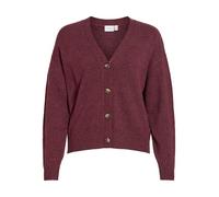 Strickjacke VILA "VIRIL V-NECK KNIT CARDIGAN - NOOS", Damen, Gr. L, port royale detail:schwarz melange, Feinstrick, Obermaterial: 50% Viskose, 28% Polyester, 22% Nylon, meliert, regular fit normal, V-