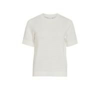 Kurzarmpullover VILA "VILOLLO O-NECK S/S DETAIL KNIT TOP- NOOS", Damen, Gr. S, weiß alyssum, Strick, Obermaterial: 100% Baumwolle, unifarben, regular fit normal, Rundhals, Rippstrickbündchen, Pullover