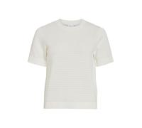 Kurzarmpullover VILA "VILOLLO O-NECK S/S DETAIL KNIT TOP- NOOS", Damen, Gr. M, weiß alyssum, Strick, Obermaterial: 100% Baumwolle, unifarben, regular fit normal, Rundhals, Rippstrickbündchen, Pullover