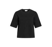 Kurzarmpullover VILA "VIMALU O-NECK 2/4 KNIT TOP-NOOS", Damen, Gr. M, schwarz beauty, Strick, Obermaterial: 50% Polyester, 30% Viskose, 20% Nylon, unifarben, oversize kurz, Rundhals, Pullover (4935800