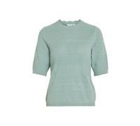 Kurzarmpullover VILA "VIMILOS S/S O-NECK POINTELLE TOP - NOOS", Damen, Gr. XL, blau surf, Strick, Obermaterial: 52% Viskose, 28% Polyester, 20% Polyamid, unifarben, regular fit normal, Rundhals, Ripps