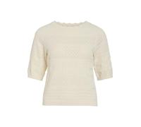Kurzarmpullover VILA "VIMILOS S/S O-NECK POINTELLE TOP - NOOS", Damen, Gr. XXL, whisper weiß, Strick, Obermaterial: 52% Viskose, 28% Polyester, 20% Polyamid, unifarben, regular fit normal, Rundhals, R
