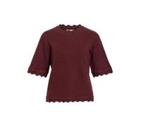 Kurzarmpullover VILA "VINIKOLINA O-NECK 2/4 KNIT TOP - NOOS", Damen, Gr. L, port royale detail:melange, Strick, Obermaterial: 97% Polyester, 3% Elasthan, meliert, normal normal, Rundhals, Pullover, Ma