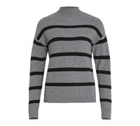 Stehkragenpullover VILA "VIRIL MOCKNECK L/S KNIT RIB TOP 2- NOOS" Gr. S (36), grau (medium grey melange stripes:black) Damen Pullover (18088064-S) medium grey melange stripes:black