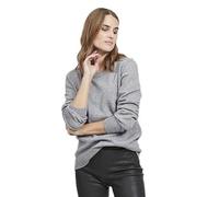 Rundhalspullover VILA "VIRIL O-NECK L/S KNIT TOP - NOOS" Gr. XL (42), grau (medium grey melange) Damen Pullover (49973609-XL) medium grey melange