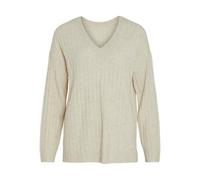 Vila Strickpullover mit V-Ausschnitt Modell 'MIRAZ' in Beige, Größe M