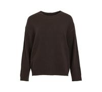 Strickpullover VILA "VILIGA L/S O-NECK KNIT TOP - NOOS", Damen, Gr. M, coffee bean detail:melange, Strick, Obermaterial: 97% Polyester, 3% Elasthan, meliert, relaxed fit normal, Rundhals, Rippbündchen