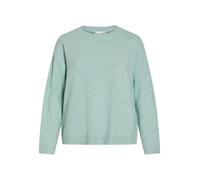 Strickpullover VILA "VILIGA L/S O-NECK KNIT TOP - NOOS", Damen, Gr. XS, blau surf detail:melange, Strick, Obermaterial: 97% Polyester, 3% Elasthan, meliert, relaxed fit normal, Rundhals, Rippbündchen,