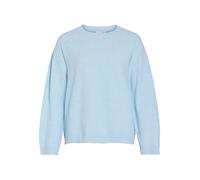 Strickpullover VILA "VILIGA L/S O-NECK KNIT TOP - NOOS", Damen, Gr. L, nantucket breeze detail:melange, Strick, Obermaterial: 97% Polyester, 3% Elasthan, meliert, relaxed fit normal, Rundhals, Rippbün