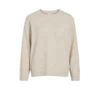 Strickpullover VILA "VILIGA L/S O-NECK KNIT TOP - NOOS", Damen, Gr. XL, birch detail:melange, Strick, Obermaterial: 97% Polyester, 3% Elasthan, meliert, relaxed fit normal, Rundhals, Rippbündchen, Pul