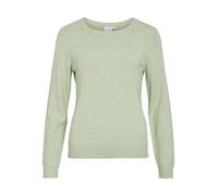Rundhalspullover VILA "VIRIL O-NECK L/S KNIT TOP - NOOS", Damen, Gr. XXL, smoke grün detail:light melange, Feinstrick, Obermaterial: 50% Viskose, 27% Nylon, 23% Polyester, meliert, regular fit normal,