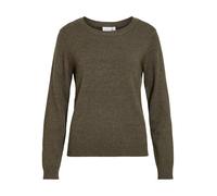 Rundhalspullover VILA "VIRIL O-NECK L/S KNIT TOP - NOOS", Damen, Gr. S, grün (forest night detail:schwarz melange), Feinstrick, Obermaterial: 50% Viskose, 27% Nylon, 23% Polyester, meliert, regular fi
