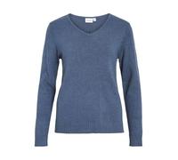 Vila Pullover Ril – V‑Ausschnitt – Vintage Indigo/Dark Melange – Größe S