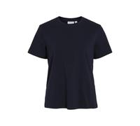 Kurzarmshirt VILA "VINORA S/S T-SHIRT - NOOS", Damen, Gr. S, blau (navy blazer), Jersey, Obermaterial: 96% Baumwolle, 4% Elasthan, unifarben, regular fit normal, Rundhals, Shirts (64674034-S) navy bla