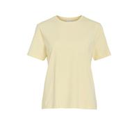 Kurzarmshirt VILA "VINORA S/S T-SHIRT - NOOS", Damen, Gr. XS, pastel gelb, Jersey, Obermaterial: 96% Baumwolle, 4% Elasthan, unifarben, regular fit normal, Rundhals, Shirts Kurzarmshirt, Baumwollmisch