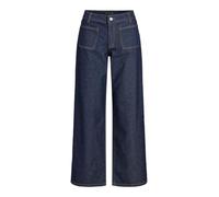 Weite Jeans VILA "VIFLORIE RIO RW WIDE POCKET JEANS - NOOS", Damen, Gr. 38, Länge 32, blau (dunkelblau denim), Denim/Jeans, Obermaterial: 99% Baumwolle, 1% Elasthan, unifarben, regular fit lang, Jeans