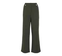 Anzughose VILA "VICLUA HW WIDE BUTTON PANTS- NOOS", Damen, Gr. S (36), N-Gr, gold (deep depths detail:gold button), Web, Obermaterial: 95% Polyester, 5% Elasthan, unifarben, relaxed fit normal, Hosen 
