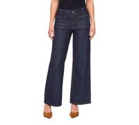 Weite Jeans VILA "VIFLORIE RIO RW WIDE POCKET JEANS - NOOS", Damen, Gr. 36, Länge 32, blau (dunkelblau denim), Denim/Jeans, Obermaterial: 99% Baumwolle, 1% Elasthan, unifarben, regular fit lang, Jeans
