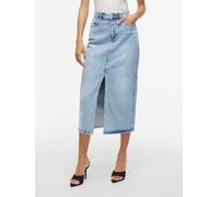 Jeansrock VILA "VIJAF HW MIDI DENIM SKIRT-NOOS", Damen, Gr. 38, light blau denim detail:wash lbd 065, Denim/Jeans, Obermaterial: 99% Baumwolle, 1% Elasthan, modisch, wadenlang, Röcke (32429430-38) lig