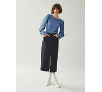 Jeansrock VILA "VIJAF HW MIDI DENIM SKIRT-NOOS" Gr. 38, black denim detail:wash vila, 221 Damen Röcke Lange (70664617-38)