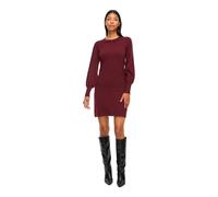 Strickkleid VILA "VIKERRY O-NECK KNIT DRESS - NOOS", Damen, Gr. XXL, N-Gr, rot (port royale), Strick, Obermaterial: 53% Polyester, 30% Viskose, 17% Polyamid, unifarben, regular fit knielang, Rundhals,
