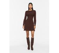 Minikleid VILA "VIKERRY O-NECK L/S CABLE KNIT DRESS NOOS", Damen, Gr. M, N-Gr, braun (coffee bean), Obermaterial: 53% Polyester, 30% Viskose, 17% Polyamid, unifarben, kurz, Kleider Minikleid, aus Mate