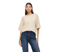 Strickpullover VILA "VILIGA 2/4 O-NECK KNIT TOP - NOOS", Damen, Gr. M, birch detail:melange, Strick, Obermaterial: 97% Polyester, 3% Elasthan, meliert, relaxed fit normal, Rundhals, Pullover Strickpul