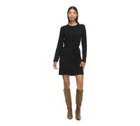 Strickkleid VILA "VILIGA L/S O-NECK BELTED KNIT DRESS-NOOS", Damen, Gr. M, N-Gr, schwarz (schwarz beauty), Strick, Obermaterial: 97% Polyester, 3% Elasthan, unifarben, regular fit Midi, Rundhals, gera