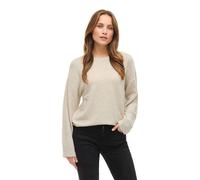 Strickpullover VILA "VILIGA L/S O-NECK KNIT TOP - NOOS", Damen, Gr. M, birch detail:melange, Strick, Obermaterial: 97% Polyester, 3% Elasthan, meliert, relaxed fit normal, Rundhals, Rippbündchen, Pull