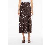 Maxirock VILA "VIELLETTE HW LONG SKIRT - NOOS", Damen, Gr. 42, coffee bean aop:sandshell dots, Web, Obermaterial: 100% Polyester, bedruckt, Basic schmal wadenlang, Röcke Maxirock (44838115-42) coffee