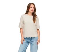 Kurzarmpullover VILA "VINIKOLINA O-NECK 2/4 KNIT TOP - NOOS", Damen, Gr. M, super light natural melan, Strick, Obermaterial: 97% Polyester, 3% Elasthan, unifarben, normal normal, Rundhals, Pullover, M