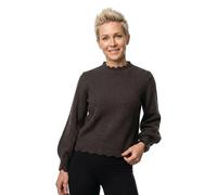 Strickpullover VILA "VINIKOLINA O-NECK L/S KNIT TOP - NOOS", Damen, Gr. L, braun (coffee bean detail:melange), Strick, Obermaterial: 97% Polyester, 3% Elasthan, meliert, regular fit normal, Rundhals,