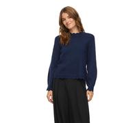 Strickpullover VILA "VINIKOLINA O-NECK L/S KNIT TOP - NOOS", Damen, Gr. S, blau (navy blazer detail:melange), Strick, Obermaterial: 97% Polyester, 3% Elasthan, meliert, regular fit normal, Rundhals, S