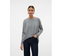 Rundhalspullover VERO MODA "VMBREEZE AURA LS ZIPPER BLOUSE NOOS", Damen, Gr. XS, grau (medium grau melange), Strick, Obermaterial: 52% Viskose, 28% Polyester, 20% Nylon, unifarben, regular fit normal,