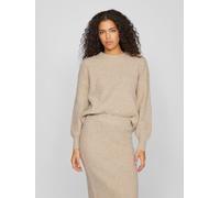 Vila Strickpullover mit Rundhalsausschnitt Modell 'KACHEL' in Beige, Größe L