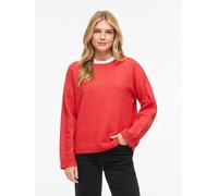 Strickpullover VILA "VILIGA L/S O-NECK KNIT TOP - NOOS", Damen, Gr. XL, hibiscus detail:melange, Strick, Obermaterial: 97% Polyester, 3% Elasthan, meliert, relaxed fit normal, Rundhals, Rippbündchen, 