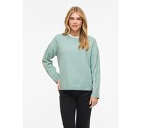 Strickpullover VILA "VILIGA L/S O-NECK KNIT TOP - NOOS", Damen, Gr. M, blau surf detail:melange, Strick, Obermaterial: 97% Polyester, 3% Elasthan, meliert, relaxed fit normal, Rundhals, Rippbündchen,
