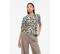 Strickpullover VILA "VIMAYAS O-NECK 2/4 KNIT NOOS", Damen, Gr. M, super light natural melan pattern:leo schwarz beauty, Strick, Obermaterial: 50% Polyester, 30% Viskose, 20% Nylon, gemustert, regular