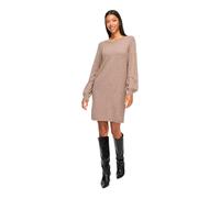 Strickkleid VILA "VIRIL L/S VOLUME SLEEVE KNIT DRESS-NOOS", Damen, Gr. S, N-Gr, braun (falcon detail:melange), Strick, Obermaterial: 50% Viskose, 28% Polyester, 22% Nylon, meliert, normal kurz, Rundha