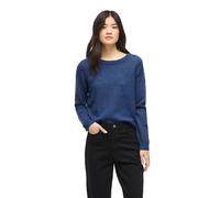 Rundhalspullover VILA "VIRIL O-NECK L/S KNIT TOP - NOOS", Damen, Gr. XL, navy peony detail:schwarz melange, Feinstrick, Obermaterial: 50% Viskose, 27% Nylon, 23% Polyester, meliert, regular fit normal