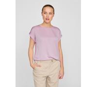 Vila Damen Satin Blusen T-Shirt Kurzarm Basic Rundhals Top Glänzend Tunika Blouse Oberteil VIELLETTE, Farben:Rosa, Größe:36