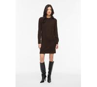 Strickkleid VILA "VINIKOLINA O-NECK L/S KNIT DRESS - NOOS", Damen, Gr. XS, N-Gr, braun (coffee bean detail:melange), Feinstrick, Obermaterial: 97% Polyester, 3% Elasthan, meliert, regular fit kurz, Ru