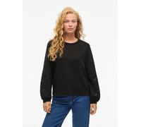 Sweatshirt VILA "VISANDY L/S DETAIL SWEAT TOP - NOOS", Damen, Gr. S, schwarz, Sweatware, Obermaterial: 50% Viskose, 44% Polyester, 6% Elasthan, unifarben, regular fit normal, Rundhals, Sweatshirts Swe