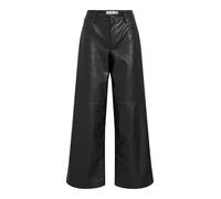 VILA Wide Fit Stoffhose in Leder-Optik Modell 'Annie' in Black, Größe 38