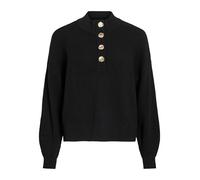 Stehkragenpullover VILA "VICHING CREW NECK L/S KNIT TOP - NOOS", Damen, Gr. M, schwarz (schwarz beauty), Strick, Obermaterial: 100% Baumwolle, unifarben, regular fit normal, hoch geschlossener Ausschn